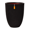 Capi 34cm Black Groove Outdoor Plant Pot - Black 340mm
