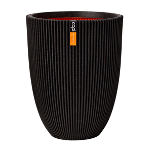 Capi 34cm Black Groove Outdoor Plant Pot - Black 340mm