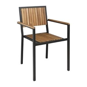 Bolero Steel & Acacia Armchair (pack Of 4) - Cafe Chairs (ds151)