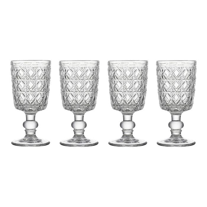 4pc Ecology Rattan Stemmed 265ml Glass Goblet Set - Clear