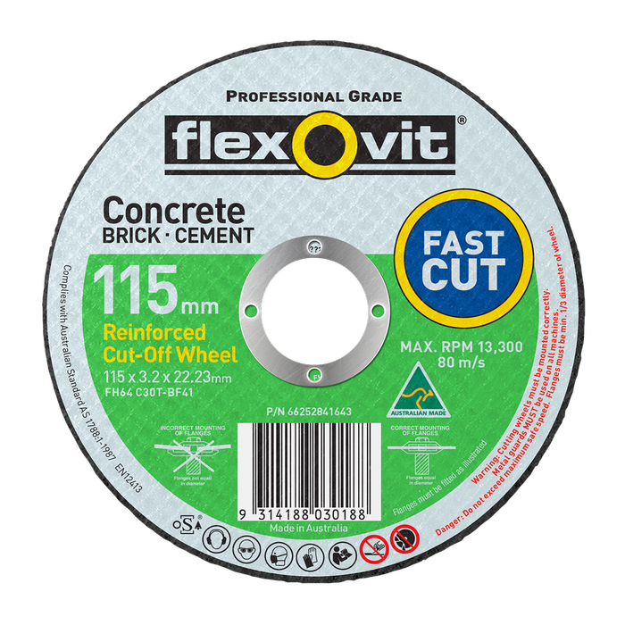 Flexovit 115 x 3.2 x 22mm Masonry Cut Off Wheel