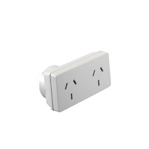 HPM Slimline Double Adaptor Right Projecting White