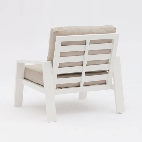 FurnitureOkay Bondi 4 Piece Aluminium Outdoor Lounge Setting White Bunnings Australia