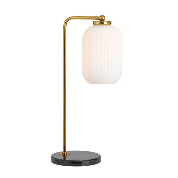 Telbix Lark Modern Table Desk Lamp Light Marble Glass Metal Black Opal Matt Antique Gold