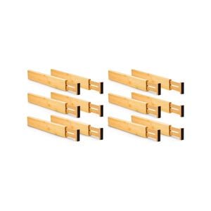 12 Pack Bamboo Adjustable Kitchen Drawer Dividers (Large, 44-55 cm)
