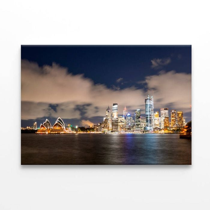 Sydney Skyline at Night with Opera House Views  Print 100% Australian Made 150 x 100cm  (Stretched)