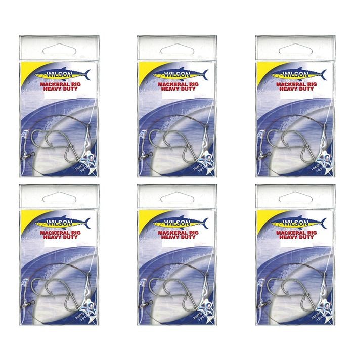 6x Wilson Heavy Duty Mackerel Fishing Rig 3x8/0 Hook-Setup-69lb Wire