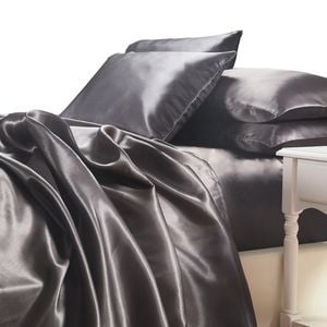 Satin Sheet Set - Charcoal Grey