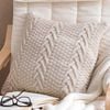CottonMore Acrylic Knitted Cushion Cover Herringbone Natural 45x45cm