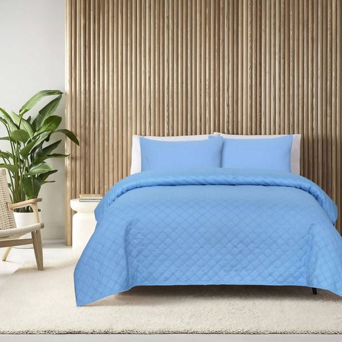 Ultrasonic King Coverlet Set - Blue