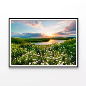 Lake & Wildflowers at Sunset  Print 100% Australian Made 90x60cm  (Poster)
