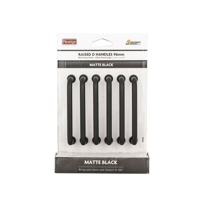 Prestige 109mm Black Raised D Handle - 6 Pack