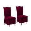 SOGA 2X Burgundy Chair Cover with Ruffle Skirt
