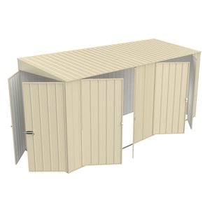 Build-a-Shed 1.5 x 4.5 x 2.0m Cream Skillion Double Plus Double Hinged Side Doors Shed