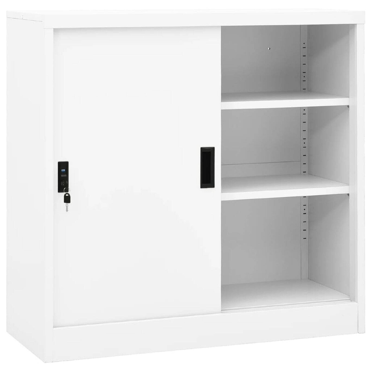 vidaXL Office Cabinet with Sliding Door White 90x40x90 cm - Bunnings ...