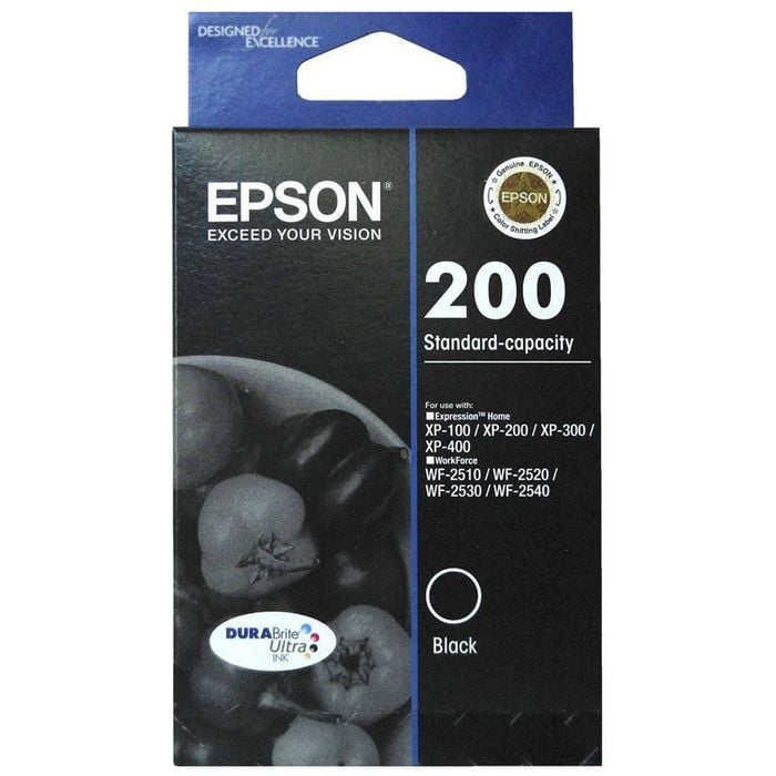 Epson GENUINE Original Epson 200 Black ink T200192 XP-100 XP-200 XP-300 XP-310 XP-400 XP-410 WF-2510 WF-2520 WF-2530 WF-2540
