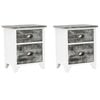 vidaXL 2x Nightstand with 2 Drawers Grey and White Storage Bedside Cabinet