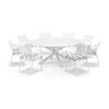 Houston Outdoor 1.8m Round Dining Set White With 8 Kansas Chairs & Sunbrella Maxim Heather Beige Cushions