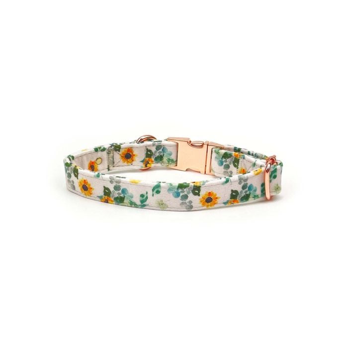 Holly & Co Sunflower Child Large Yellow Premium Velvet Dog Collar