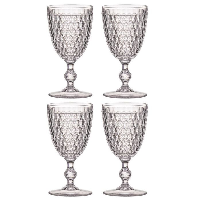 4PK Ladelle Tate Geometric 350ml Acrylic Wine Glass Drinking Cup - Clear