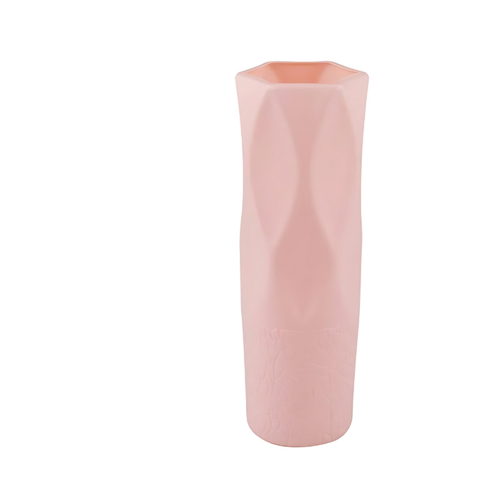 ANYDECO Flower Vase Pink Small Nordic Rock Diamond Pattern Pot Living Room Decor