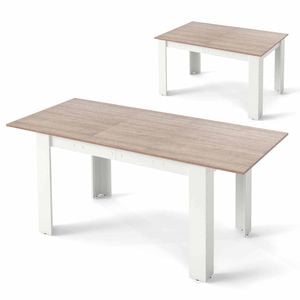 Costway 158cm Extendable Dining Table Counter Height Kitchen White