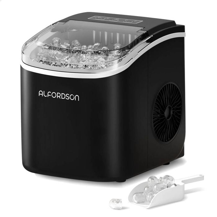 ALFORDSON Portable Ice Maker Machine Bar Countertop 12kg Ice Cube Tray Black