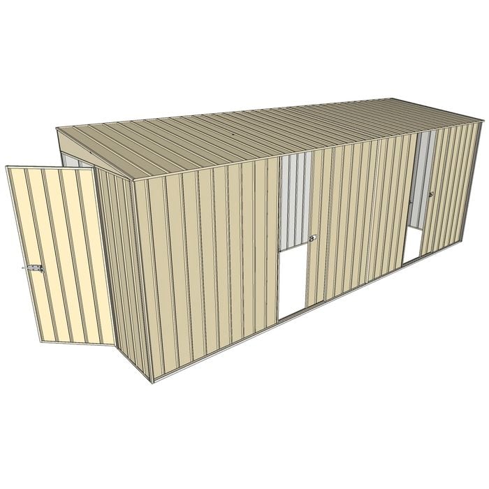 Build-a-Shed 1.5 x 5.2 x 2m Dual Single Sliding Side Door Skillion Shed - Cream