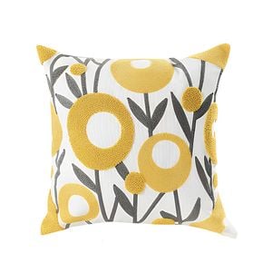 Anypillow Pillowcase White With Yellow Boho Floral Embroidered Decorative Cushion Cover