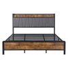Levede King Bed Frame Industrial Tufted Soft Storage Headboard USB Charge
