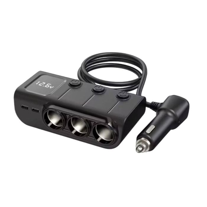Exotronic 3 Way Car Accessory/Cigarette Adaptor with PD 2x 36W QC3.0
