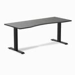 Desky Fixed Height Dark Bamboo Ergo Edge Desk 1800x750mm Matte Black Leg