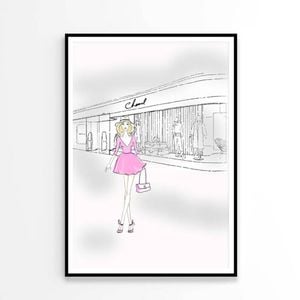 Pink Girl With Elegant Fashion Store Print 100% Australian Made 90x120cm (Poster)