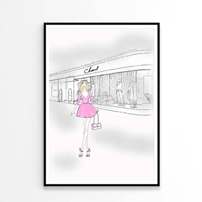 Pink Girl With Elegant Fashion Store Print 100% Australian Made 90x120cm (Poster)