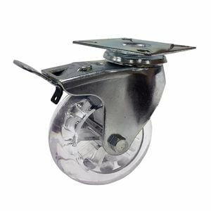Easyroll 100mm 90kg Load Transparent Swivel Plate And Brake Castor