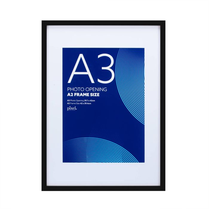 Pixel Black A2 Mat to A3 Poster Frame