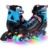 Costway 4-size Kid Roller Skates Inline Skating Shoes Lightup 9-14 Black