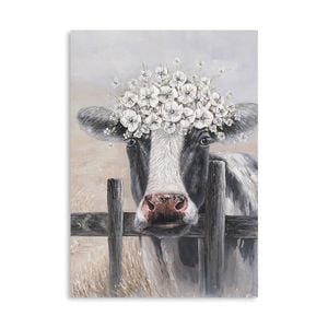 P&P Cow on Farm Canvas Print - Vibrant Wall Art for Living Rooms, Bedrooms, Offices 70x100cm