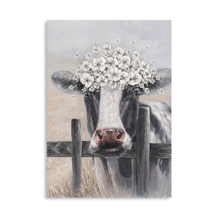 P&P Cow on Farm Canvas Print - Vibrant Wall Art for Living Rooms, Bedrooms, Offices 70x100cm