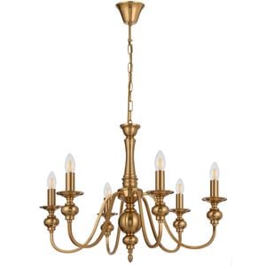 Telbix Siedel Vintage Pendant Hanging Lamp 6-Light Metal Copper Polished