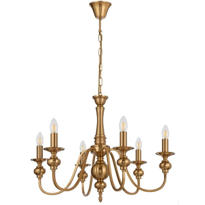 Telbix Siedel Vintage Pendant Hanging Lamp 6-Light Metal Copper Polished