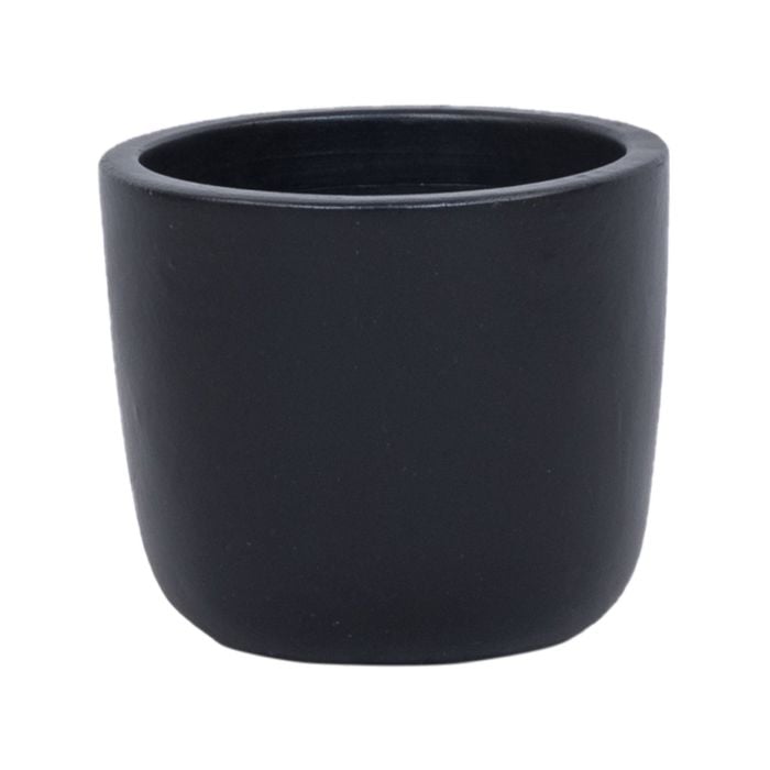 14 x 12cm Black Small Plain Ceramic Egg Pot