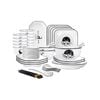 SOGA 34Pcs White Antler Printed Ceramic Dinnerware Set
