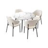 Oikiture 5PCS Dining sets 110cm Round Table with Chairs Sherpa White&Black