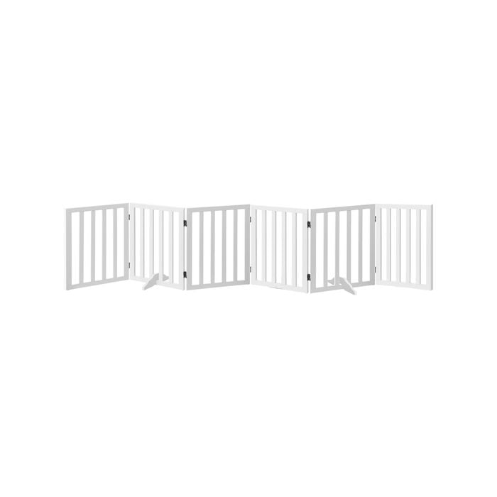 Alopet 6 Panels Wooden Pet Gate Dog Fence Safety Stair Barrier Security Door