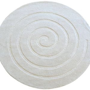 Handmade Round Wool Rug - Swirl - White - 160x160cm