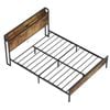 Ufurniture Queen Bed Frame Metal Storage Headboard Shelf with Charging Station and USB Ports