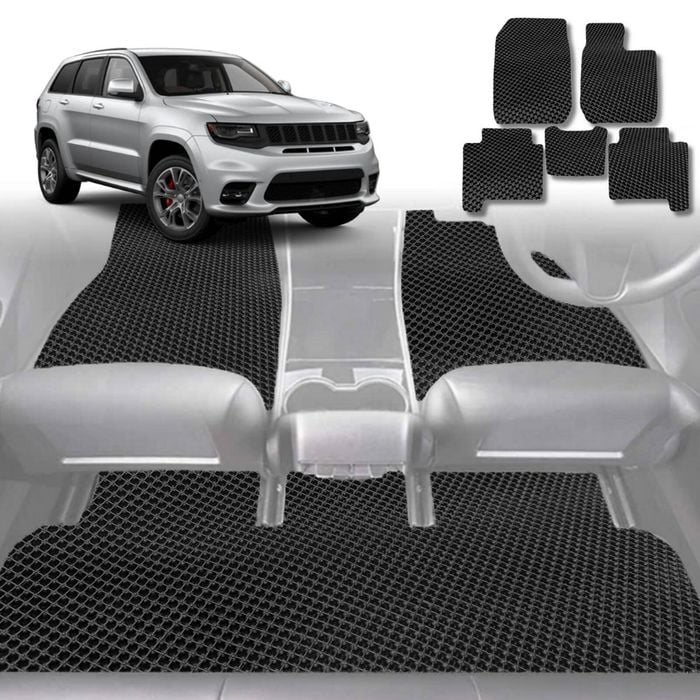 6D Diamond Car Floor Mats for Jeep Grand Cherokee 2011-2021-Full Set-Black-Outback GT