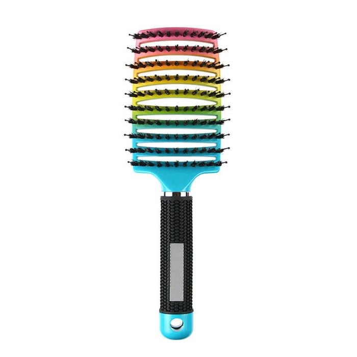 Catzon Boar Bristle Hair Brush Wet Dry Vented Curved Comb-gradient