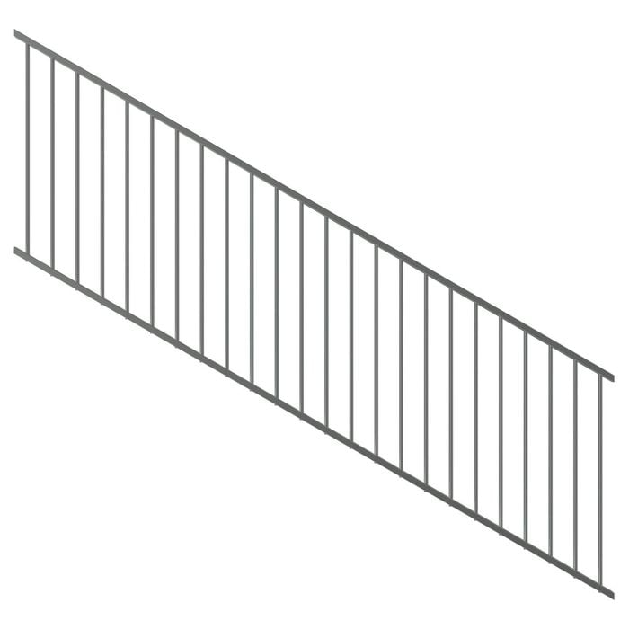 ProtectorAl 1201-2400 x 900mm Palladium Silver Raked 15º Flat Top Garden Fence Panel